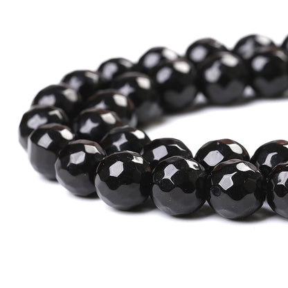 45pcs 8mm Natural Faceted Black Agate Stone Beads for Jewelry Making Energy Healing Beads DIY Bracelet Necklace Accessories 15" (8mm, Faceted Black Agate)