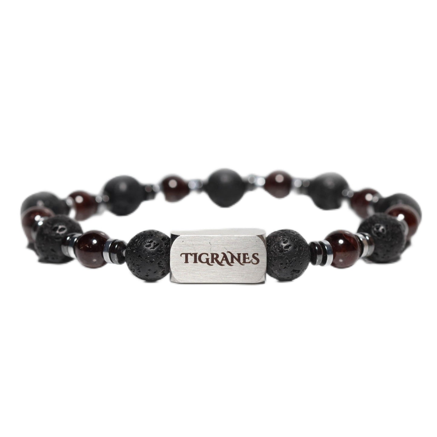 Tigranes Red Garnet and Lava Stone Bracelet – Handmade Natural Gemstone Jewelry for Men & Women – Premium Healing Energy Beads – Luxury Gift Box Included (Red Garnet)