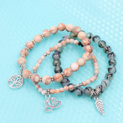 UEUC Tree of Life Yoga Healing Stone Bracelets,Multilayer Lotus Chakra Stone Reiki Bracelet Sets,Anxiety Crystal Natural Stone,for Women Stress Relief