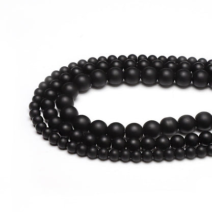 45pcs 8mm Natural Matte Black Onyx Agate Gemstone Beads Energy Healing Crystal Round Loose Stone Beads for Jewelry Making, DIY Bracelets Necklaces