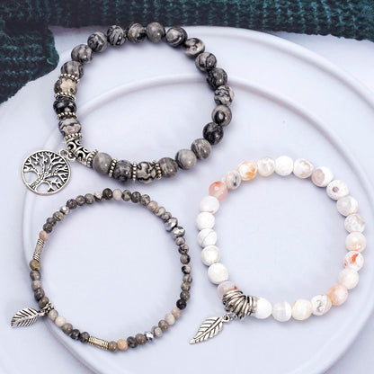 Jardme Healing Crystal Bracelets for Women, 8mm Beaded Natural Stone Stretch Chakra Bracelets Tree of Life Bracelet Jewelry Gifts for Women