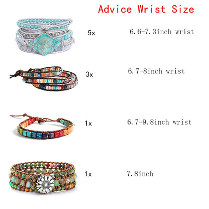 YGLINE Leather Handmade Chakra Stone Crystal Bead Wrap Bracelets Collection (Chakra 3)