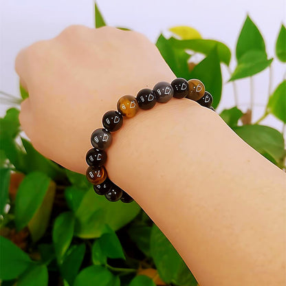 WEFRIN Triple Protection Bracelet for Bring Luck and Prosperity Hematite Black Obsidian Tiger Eye Stone Bracelets for Men Women, Beaded Buddha Healing Rope Uni Bracelet (2pcs)
