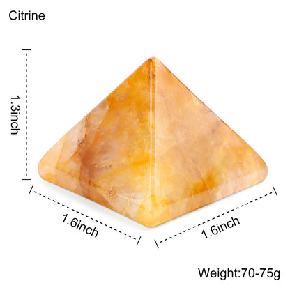 Hxswkk Crystal Pyramid 1.6" Golden Healer Orgone Pyramid for Positive Energy Success Yellow Hematoid Quartz Healing Chakra Stone - Reiki, Chakra, Anti-stress Handmade Spiritual Gift Citrine