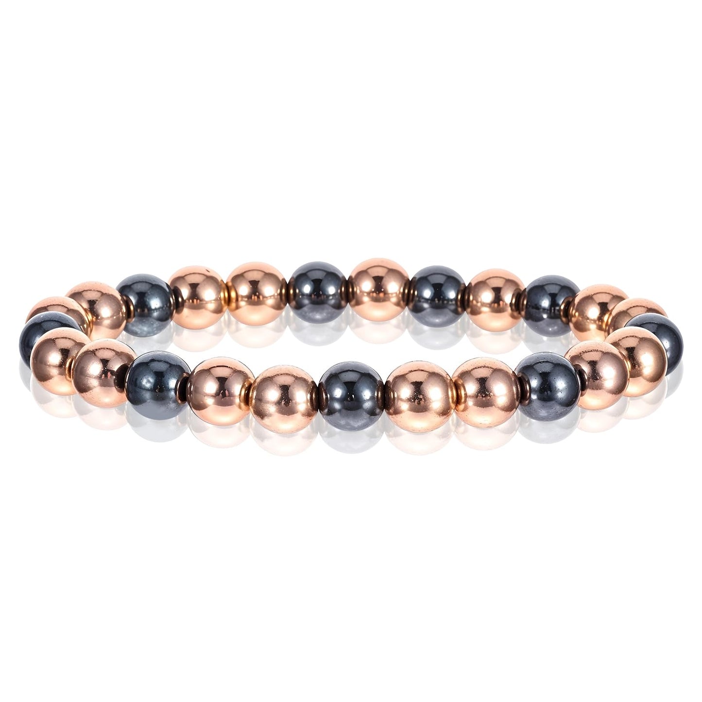 Heclia Copper Bracelet for Women and Men Hematite Beaded Stretch Bracelet with Healing Crystals Adjustable Chakra Balancing Jewelry for Energy Anxiety Relief Gift for Friends Couples Family