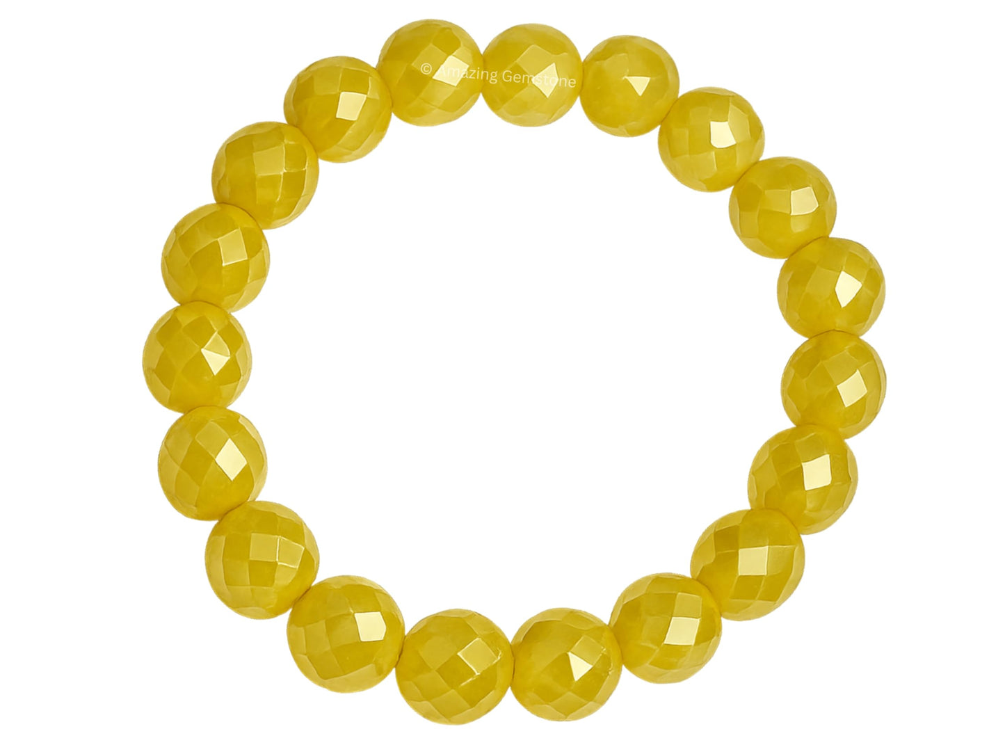 Amazing Gemstone Lemon Jade Bracelet for Women - Chakra Mens Bracelet Protection Crystals&Healing Stones - Bracelet Spiritual Meditation Gift Christmas Stocking Stuffers (Faceted Beaded Bracelet)