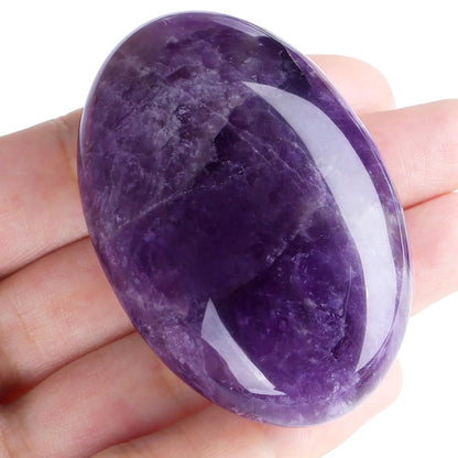 MAIBAOTA 2.4" Amethyst Crystal Healing Crystals Amethyst Stone 0.7" Thick Crystals and Healing Stones Natural Reiki Gemstone Worry Stone Energy Balancing Anxiety Stress Relief Meditation 1 Pc