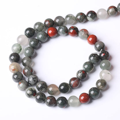 8mm 45pcs Natural African Bloodstone Beads Round Loose Gemstone Energy Healing Power Stone Beads for Jewelry Making DIY Bracelet 15 Inch