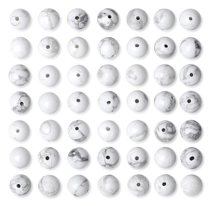 QINJIEJIE 100PCS Howlite Beads 8mm Natural Beads Round Loose Gemstone Bead for Bracelet Beading Crystal Jewelry Making DIY Necklace Earrings 0.32"