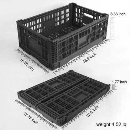 Collapsible Storage Bin Containe，52 Liter Transferheavy duty Black plastic storage box,milk crates heavy duty Transit storage (1)