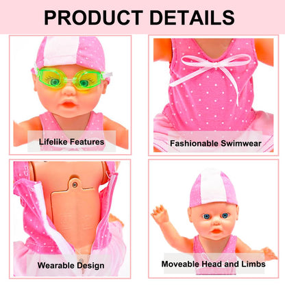Swimming Baby Toy,2026 New Upgraded Waterproof Swimmer Toy,Electric Water Baby Toy, Backstroke Swimming Toy for Pool, for Pool/Bathroom Boy & Girl Gifts