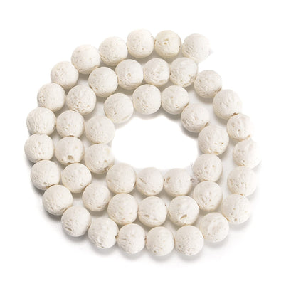 jodaying 10mm White Lava Round Chakra Beads Natural Gematone Loose Beads for Jewelry Making DIY 1 Strand 15"