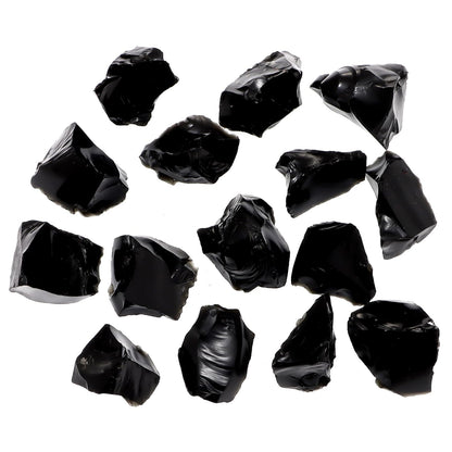 1Lb Black Obsidian Crystal Rocks Raw Stones for Tumbling, Black Obsidian Crystals Bulk Rough Gemstone for Jewelry Making, Healing, Meditation, Sculpture