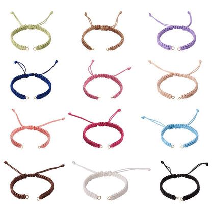 KISSITTY 12Pcs Half-Finished Waxed Polyester Cord Bracelet Adjustable Cord Rope Bracelet with Jump Ring for Wrist Charm Jewelry Making