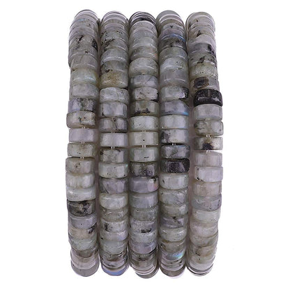 BEADIA Natural Spectrolite Spacer Beads Caps Loose Semi Gemstone for Beading Jewelry Making 6mmx3mm 38cm