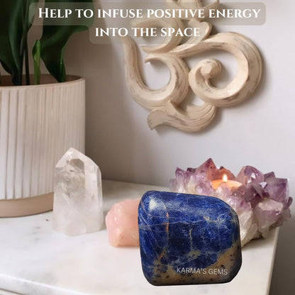Karma Gems Sodalite Tumbled Stones Natural Crystal Kit for Reiki Healing Crystal Polished, Tumble Stones, Chakra Balancing, Reiki Gift, Home Decor (15-25 MM)