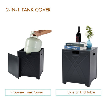 BAIDE HOME Propane Tank Cover Table, Square Propane Tank Holder Hideaway for 20 lb Propane Tanks, Gas Tank Storage Side Table - Carbon Gray