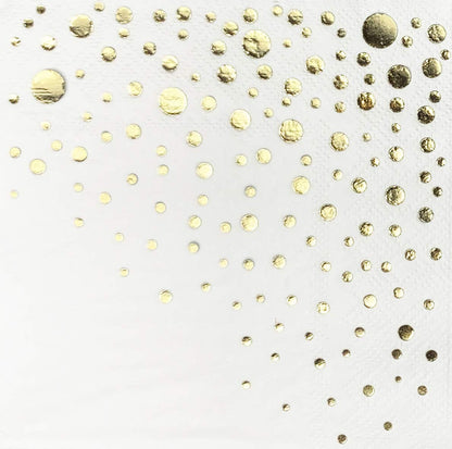 Stylish Gold Cocktail Napkins, 100 3Ply White and Gold Napkins, Disposable Party Napkins, 5x5 Inch Wedding Cocktail Napkins, Paper Cocktail Napkins, Bridal Shower Napkins, or Beverage Napkins