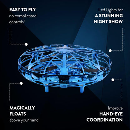 World Tech Toys Intelli UFO - UFO Drone Motion Sensing Helicopter - Easy to Fly Toy for Boys Girls or Kids (Blue)