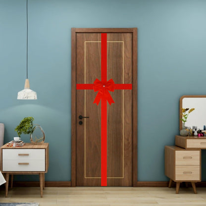 Meseey 1 Pcs Large Christmas Velvet Red Cabinet Door Ribbon Bows Gate Door Christmas Wreath Bow Festival Wrapping Decorations for Christmas Tree Fireplace Home Front Door Party Supplies (Red, 1)