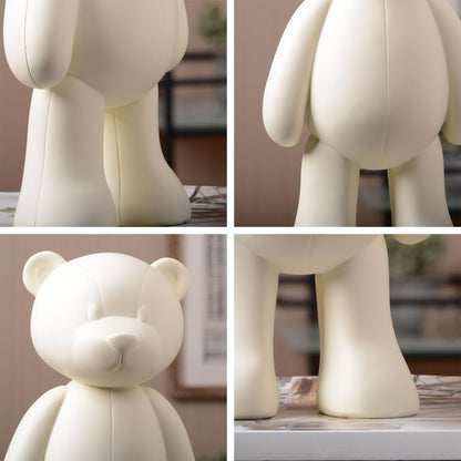 NENBOLEC Bear Sculpture Statue Animal Figurine Gift Home Decor Modern Art for Living Room Bedroom Polyresin White 12 Inch
