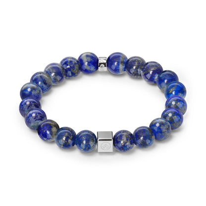M SHUYUN Mens Beaded Bracelets, 10MM Elastic Adjustable Link Bracelet with Natural Gemstone, Gifts for Men, Anniversary, Christmas and Thanksgiving,Lapis Lazuli/Obsidian/Silver Sheen Obsidian.