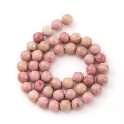 8mm 45pcs DIY Natural Rhodochrosite Stone Beads Round Healing Crystal Gemstone Loose Beads for Jewelry Making Handmade Bracelet Necklace