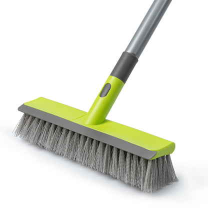 Floor Scrub Brush 2 in 1 Scrape and Stiff Bristle Deck Brush for Cleaning Concrete, Patio, Garage, Kitchen, Carpet and Bathroom 57" Long Handle