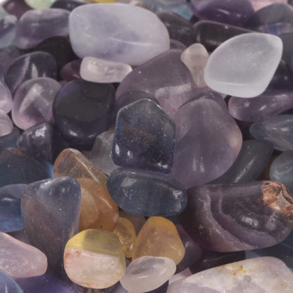 Frosted Rainbow Fluorite Polished Chips Crushed Tumbled Stone Crystal Healing Embellishments 100 grams