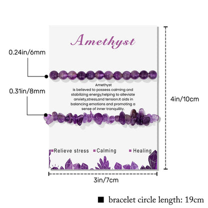 Amethyst Bracelets for Women 2Pcs 6mm Natural Stone Bracelet Crystal Beaded Bracelet Amethyst Jewelry Healing Bracelet for Women
