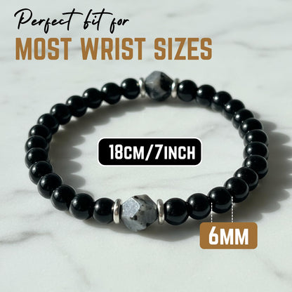 AKDNZ Obsidian & Black Tourmaline Bracelet for Women & Men - 6mm Manifestation & Protection Healing Crystal Bracelets, Handmade Spiritual Gemstones for Mother’s, Father’s Day, Christmas & Anniversary