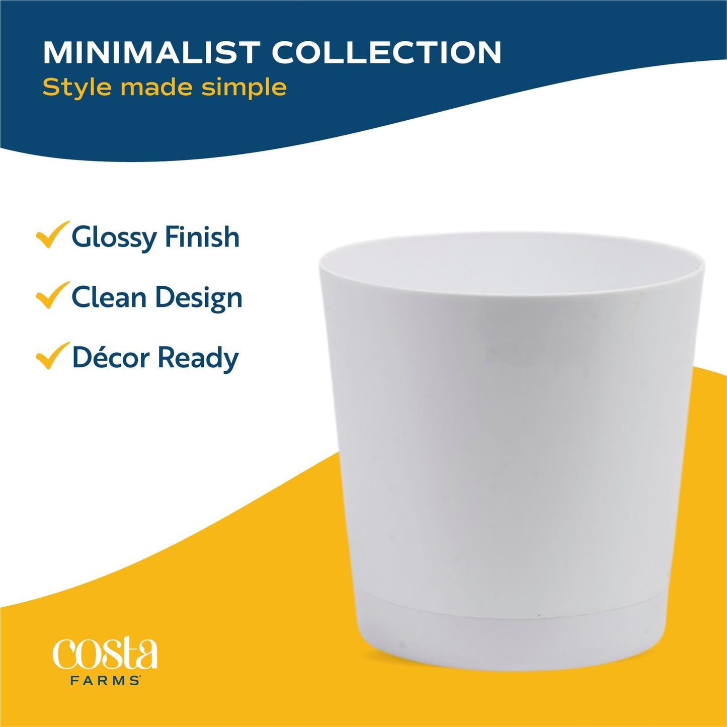 Costa Farms Fiddle Leaf Fig, Live Indoor Plant Ficus Lyrata in Modern Plant Pot, Air Purifying Live Houseplant, Housewarming Gift, Birthday, Room, Home and Office Decor, 2-3 Feet Tall