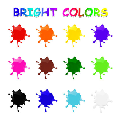 ABEIER Washable Finger Paint for Toddlers, Safe Non-Toxic, 12 Vibrant Colors (1.21fl oz), Baby Safe Paint for Hand and Feet, Mess Free Art Supplies for Kids, Preschool Learning Gifts, Ages 1-3 4 5 6+