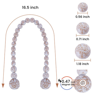 KLOGTSIND Magnetic Curtain Tiebacks, Curtain Tie Backs for Curtains 2 Pack, Wood Bead Curtain Tiebacks, Curtain Holders for Boho Bedroom Decor, Baby Nursery Decor, Farmhouse Decor