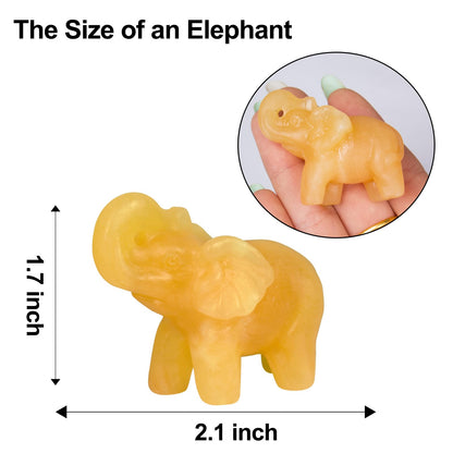 Hguxmcu 2 Inch Yellow Jade Crystal Elephant Sculpture Handcrafted Healing Stone Animal Figurine Spiritual Home Decor Lucky Charm Gift for Wealth Success Positive Energy and Meditation Lovers