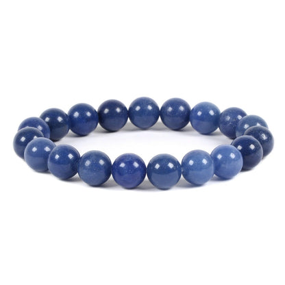 Justinstones Natural Blue Aventurine Gemstone 10mm Round Beads Stretch Bracelet 7 Inch Unisex