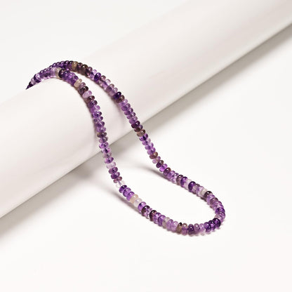 ICAI 2x4mm Natural Amethyst Rondelle Beads – Loose Gemstone Spacers for DIY Jewelry Making