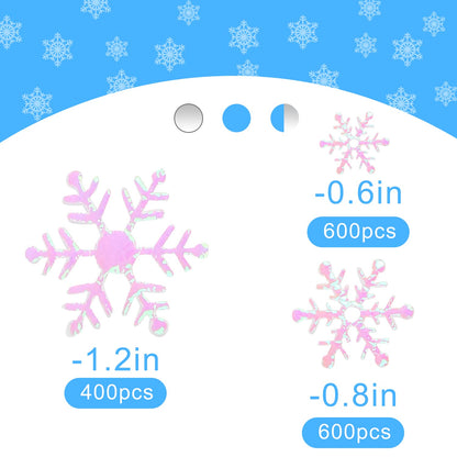 FOIMAS 1600pcs Christmas Snowflake Confetti,Iridescent Snowflake Table Scatter Glitter for Winter Wonderland Party Home Decoration,White & Blue