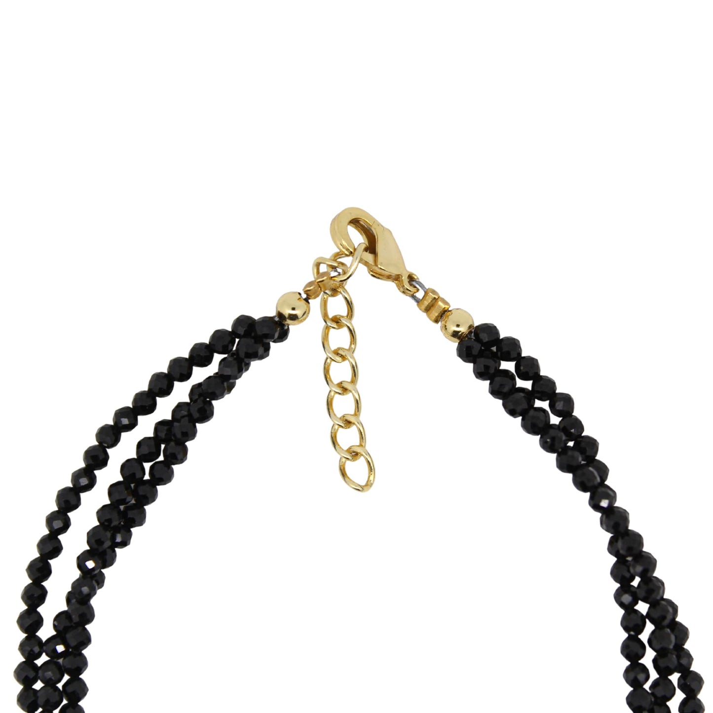 Gempires Natural Black Spinel Beaded Bracelet Gemstone Multi Strand Crystal Jewelry Hypoallergenic 8 Inch Gold Plated Elegant Birthday Jewelry Gifts for Women