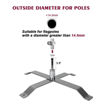 QSUM Cross Base Stand for Feather Flag, Feather Flag Weights Base, Stainless Steel Stand (Silver)