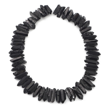BEADIA Black Titanium Coated Crystal Quartz Spike Point Stick Beads Rough 1.0"-1.5" for Jewelry Making 15 Inch/Strand