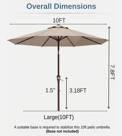 Tobeos 10FT Patio Umbrella, Outdoor Umbrella with Push Button Tilt and Crank, 8 Sturdy Ribs, UV Protection & Waterproof Market Umbrella for Pool, Backyard, Beach,Deck (Beige)