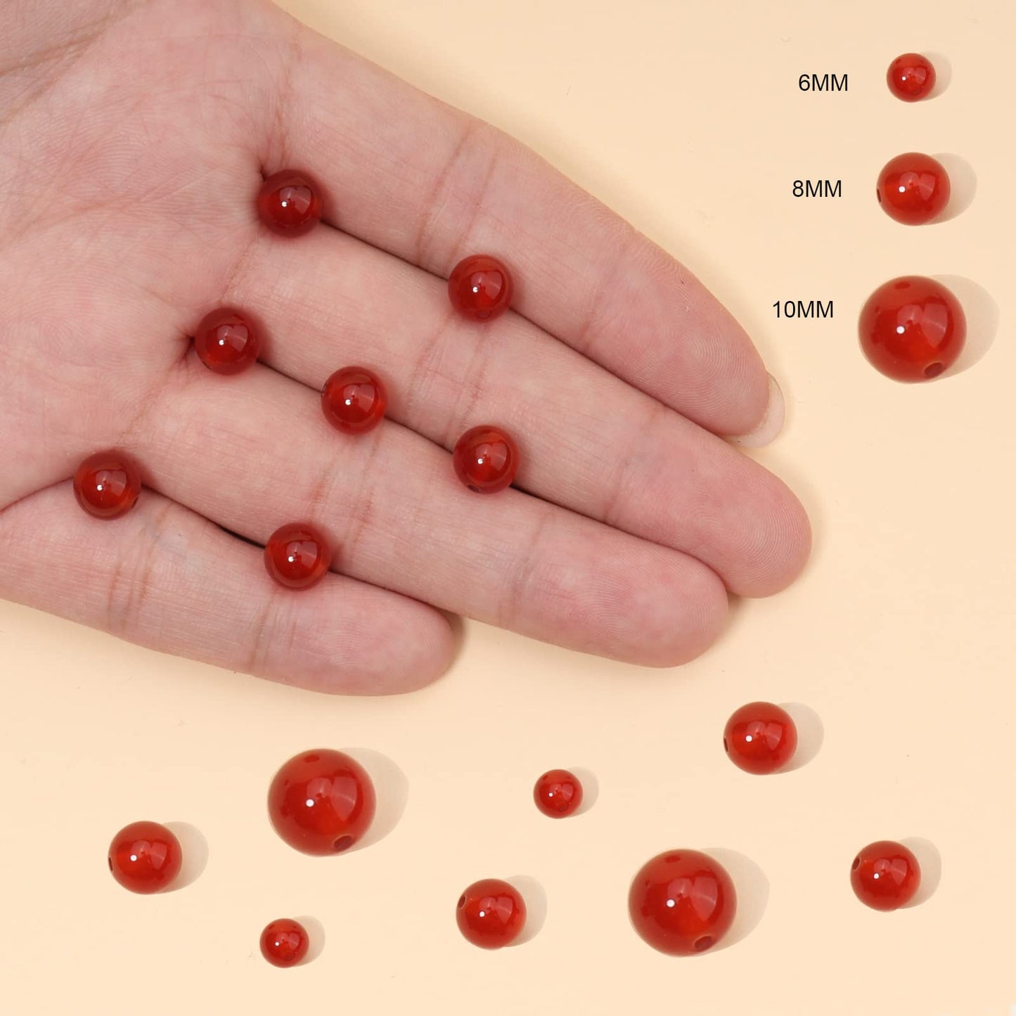 35pcs 10mm Natural Red Agate Gemstone Beads Energy Healing Crystal Round Loose Stone Beads for Jewelry Making, DIY Bracelets Necklaces