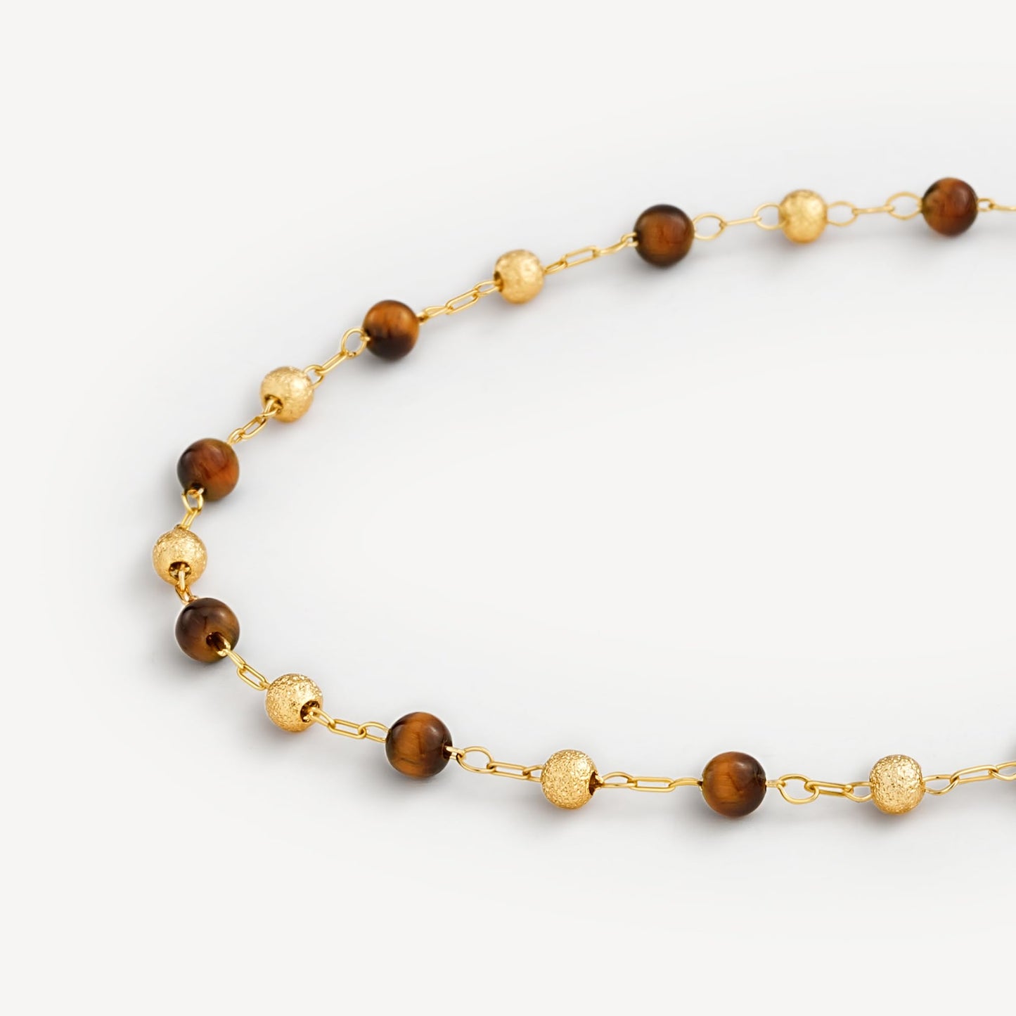 MEVECCO Gold Bracelet for Women 18K Gold Plated Tiger Eye Stone Custom Handmade Mixed Beads Charm Chain Bracelet Stack Jewelry Gifts