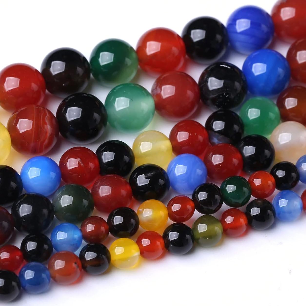 60PCS 6MM Natural Colorful Agate Stone Beads Energy Healing Beads for DIY Jewelry Bracelet Necklace Making for Jewelry Making15Inch