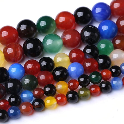 60PCS 6MM Natural Colorful Agate Stone Beads Energy Healing Beads for DIY Jewelry Bracelet Necklace Making for Jewelry Making15Inch