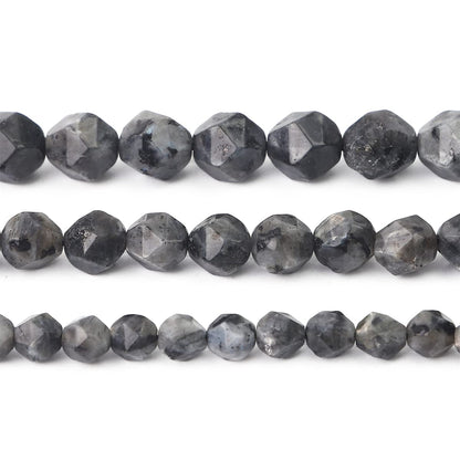 BEADIA Faceted Natural Black Spectrolite Stone Round Beads 6mm 36cm/Strand for Jewelry Making