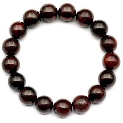 ElisaJewelryArt Red Garnet Beaded Stretch Bracelet for Men & Women | Handmade Natural Stone Jewelry with 8mm Red Garnet Beads | Aquarius Zodiac Chakra Elastic Bracelet | Love Passion Vitality Gift