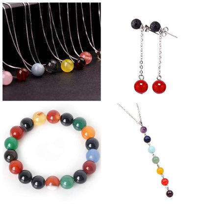 Natural Stone Beads 100pcs Round Genuine Real Stone Beading Loose Gemstones Hole Size 1mm DIY Smooth Bead for Bracelet Necklace Earrings Jewelry Making(Natural Stone Beads Multicolor, 8mm)