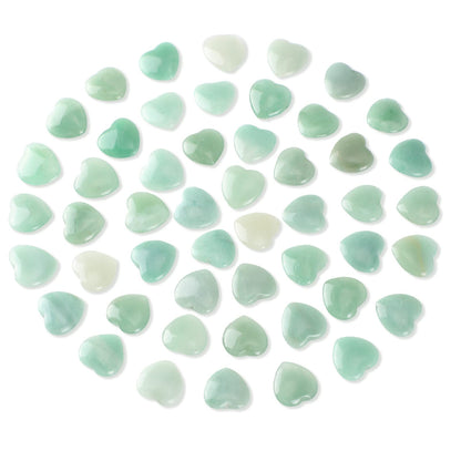 Gerrii 50 Pcs Heart Healing Stone Bulk Quartz Heart Inspirational Stones Gift for Women Love Pocket Polished Natural Energy Balancing Meditation 0.8 Inch(Green)